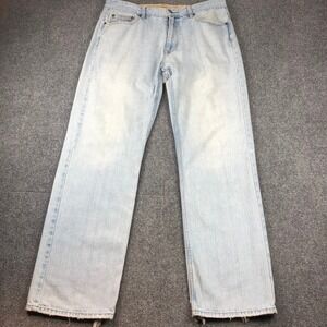 VTG‎ Plugg Light Wash Denim Jeans Distressed Hem Wide Leg Grudge Y2K